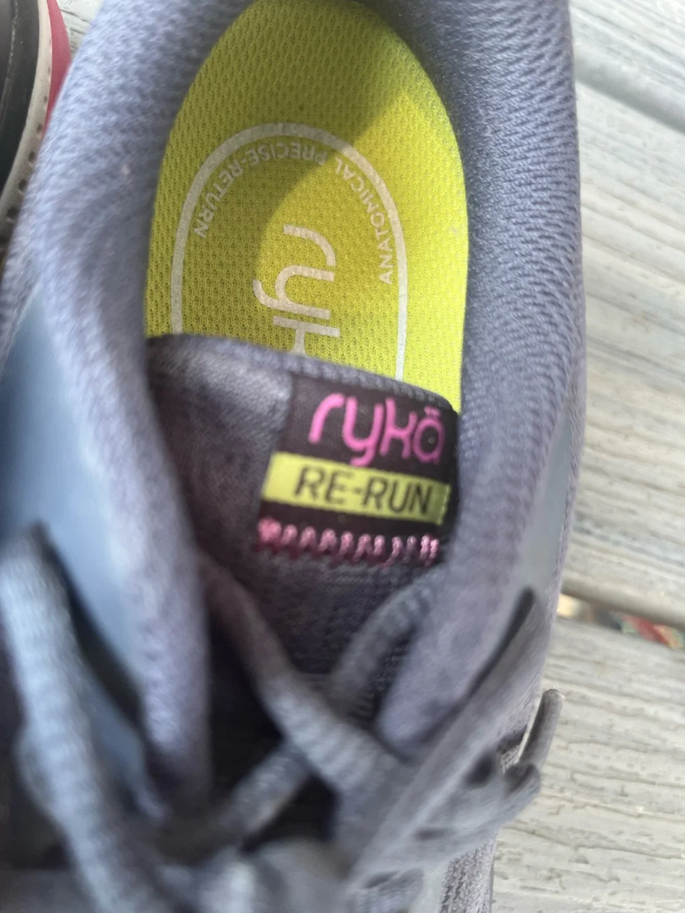 Ryka Re Run Gray Athletic Shoes with Pink and Yellow Accents 8.5M